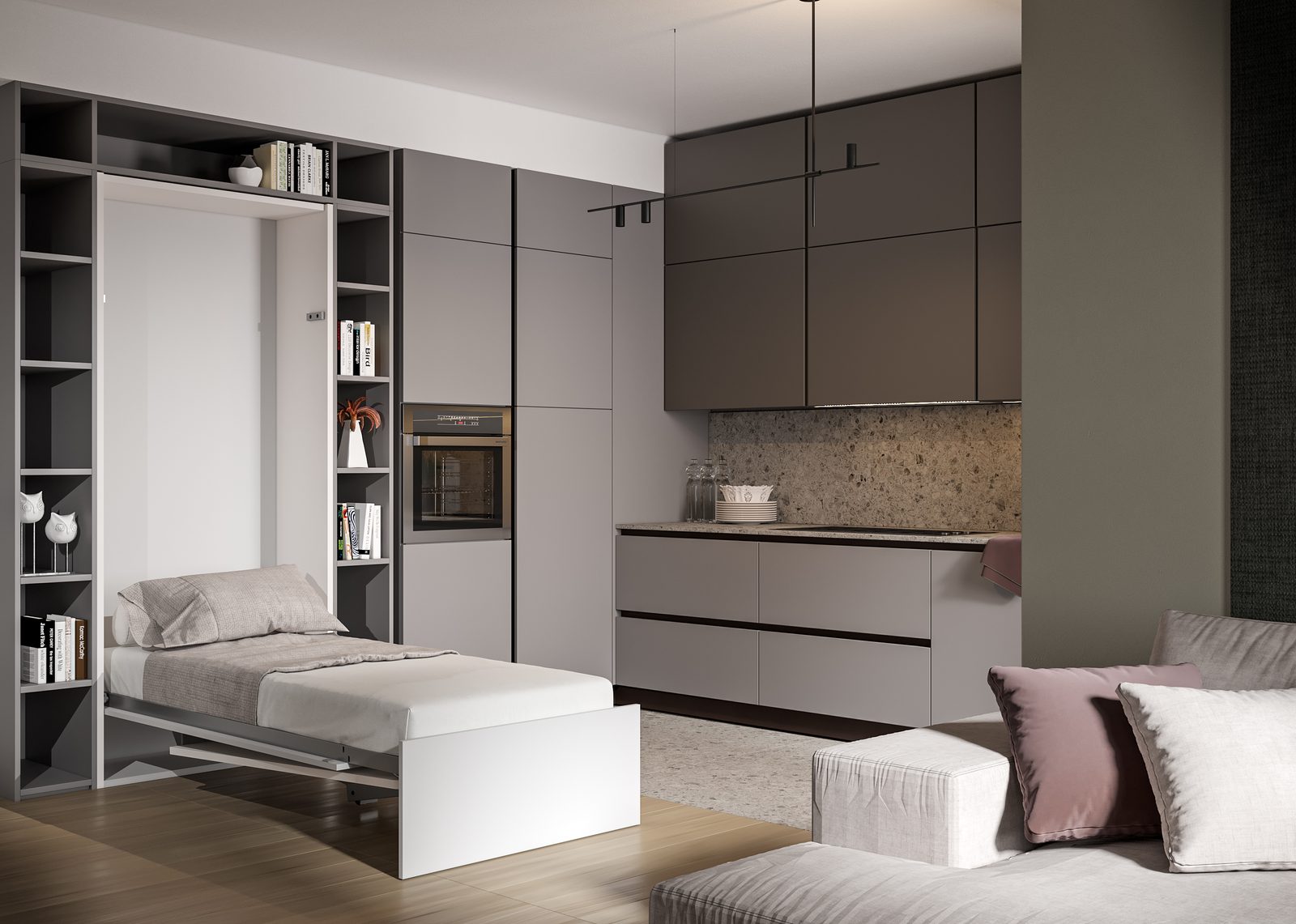Aladino Hideaway Single Vertical Bed – vertical wall bed mechanism by Mirano by Varun Impex, Single Bed Size (Vertical) — 870 × 2000mm for modular furniture