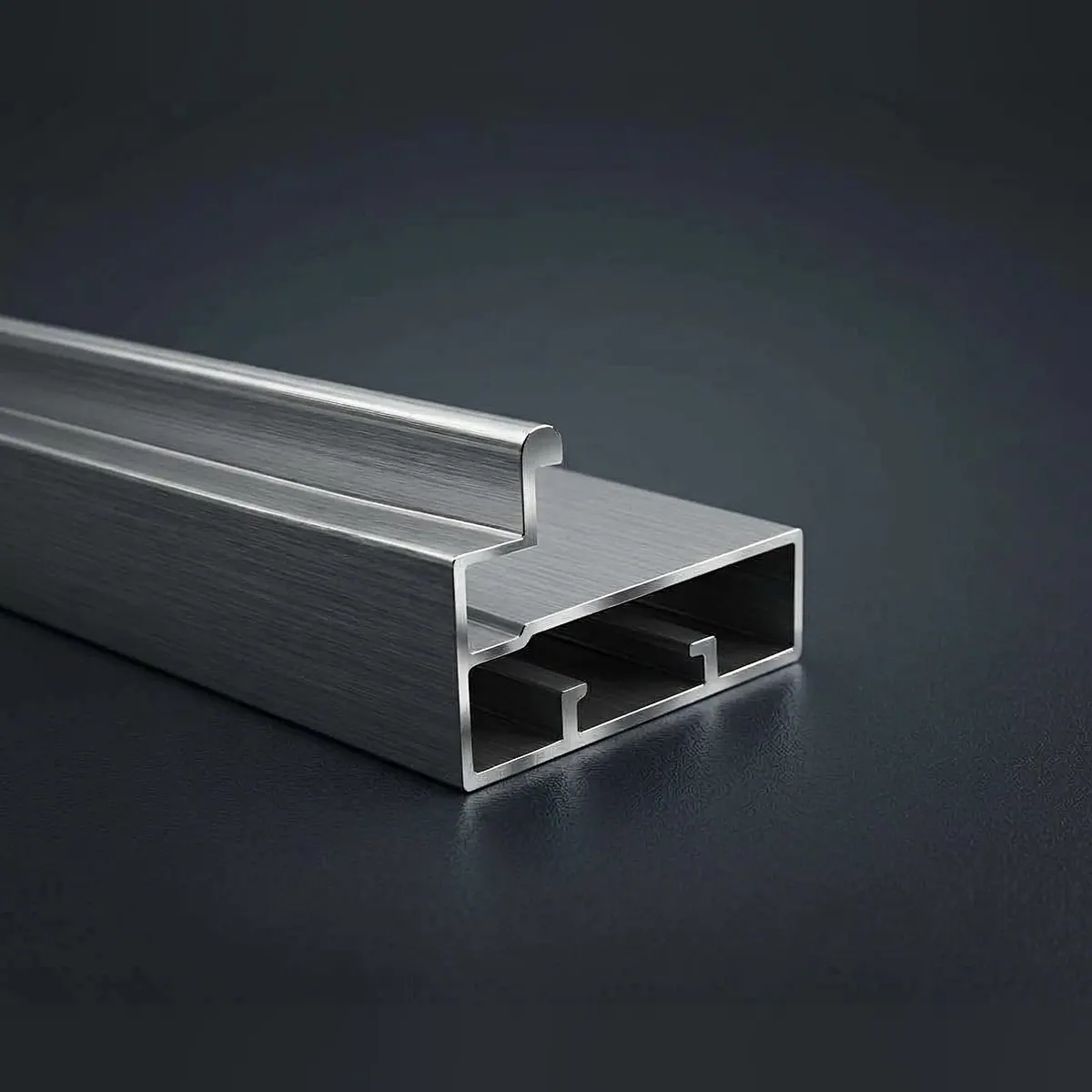 Second view of the 45 mm aluminium profile with handle, showing the hollow section and handle lip