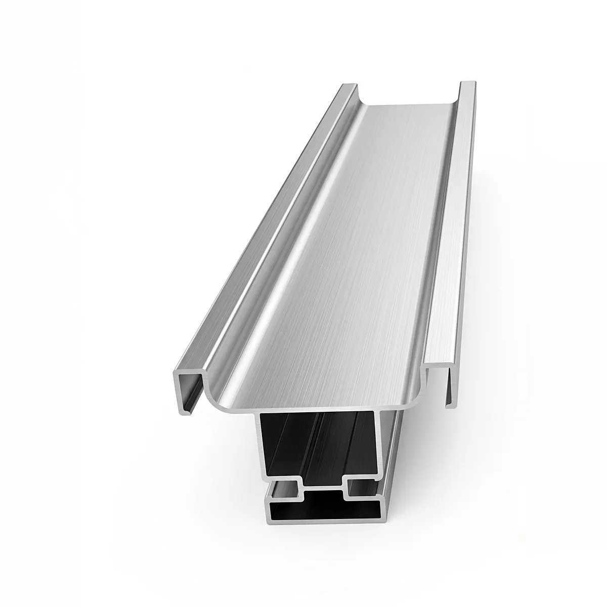 5AL gola aluminium profile in brushed silver with a stepped lip above a hollow rectangular box section on a white background