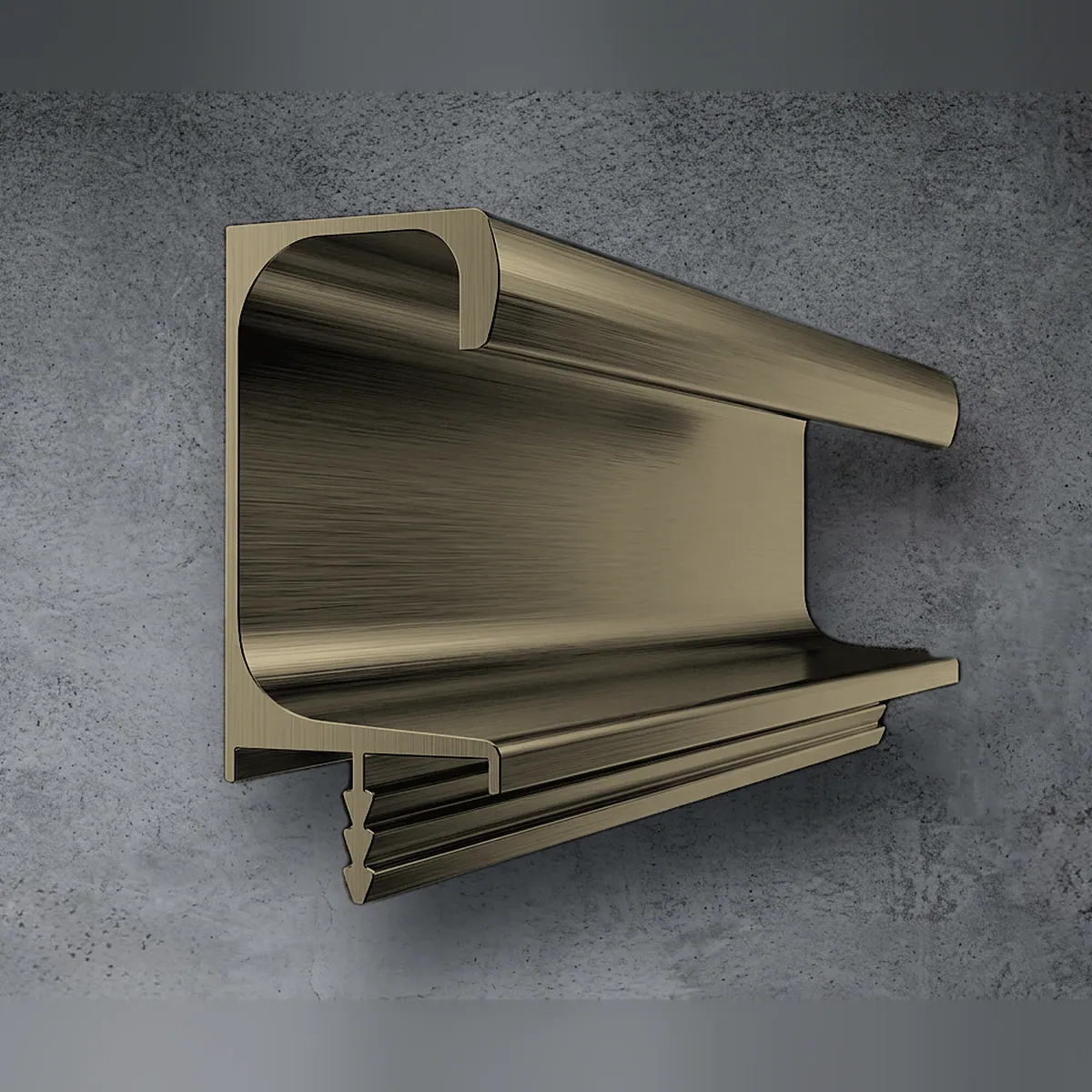 G-section aluminium handle profile for kitchen shutters in Champagne finish