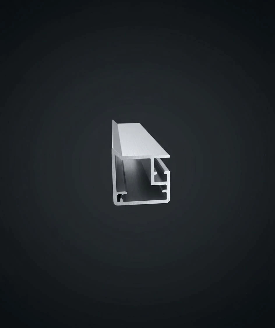 Filo 20 aluminium frame profile seen as a complete section on a dark background
