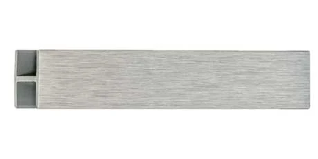 Flat gola profile End view of a flat-faced brushed aluminium gola profile with a hollow chamber
