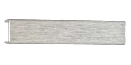 Vertical gola profile section End view of a brushed aluminium channel profile with lipped edges for a vertical gola